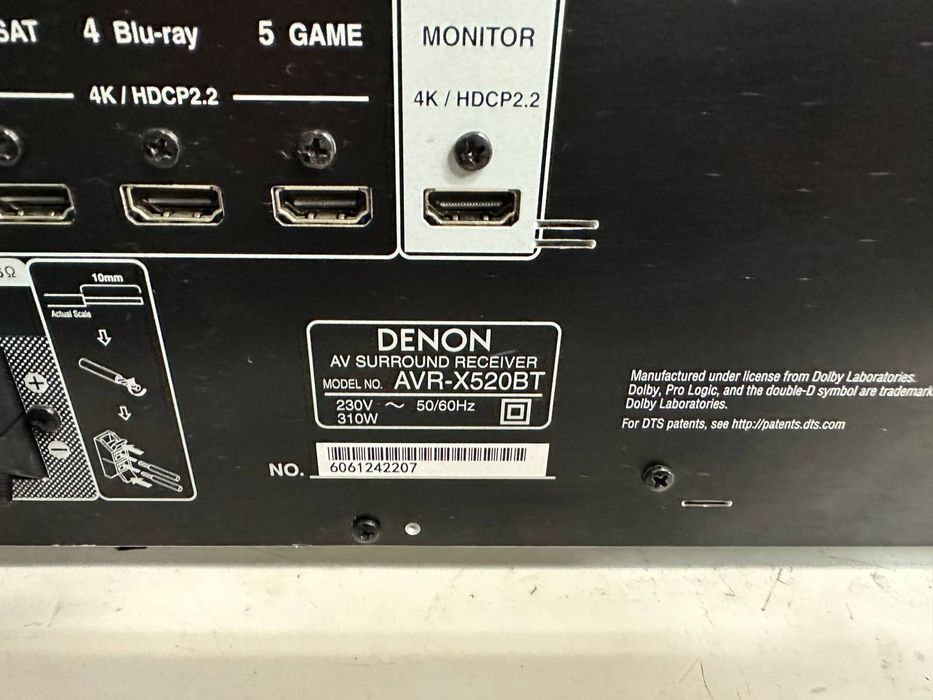 Amplituner AV Denon AVR-X520BT | 5.1 | 4K | Bluetooth | USB | HDMI | Pilot nie