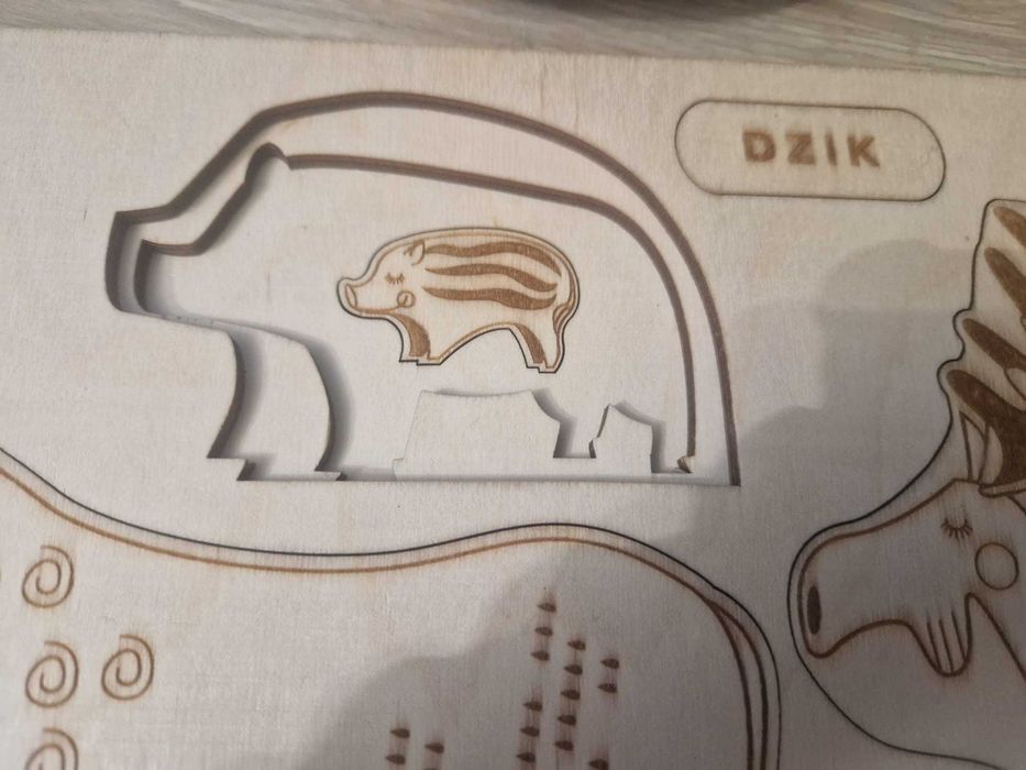 Puzzle drewniane zwierzęta i ich młode