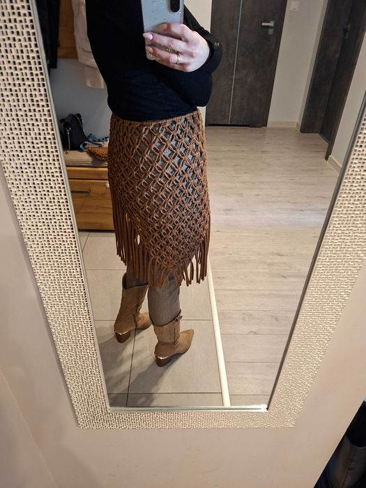 Pasek makramowy spódnica boho  brązowy