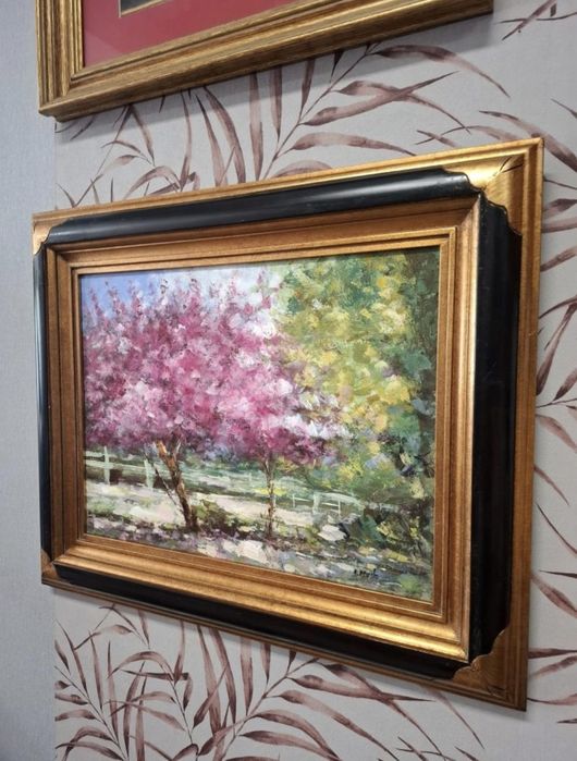 Pintura Original de F. Alvito - Paisagem com Árvores em Flor.