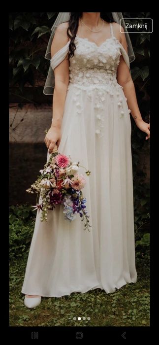 Suknia ślubna, rozmiar M/L, gorsetowa, muślinowa