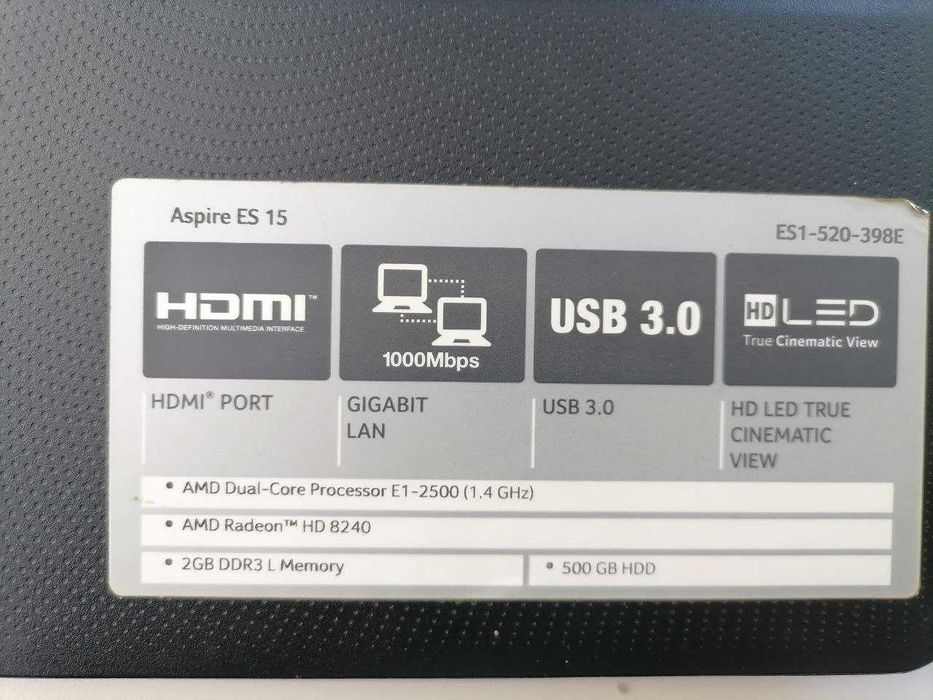 acer es1-520-398e на запчастини або під відновлення