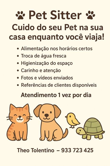 Pet Sitter -  Cuido do seu Pet na sua casa enquanto você viaja!