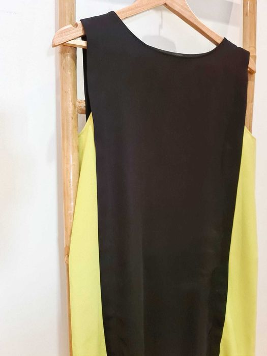 Vestido Tintoretto Preto e Lima - Tamanho 38