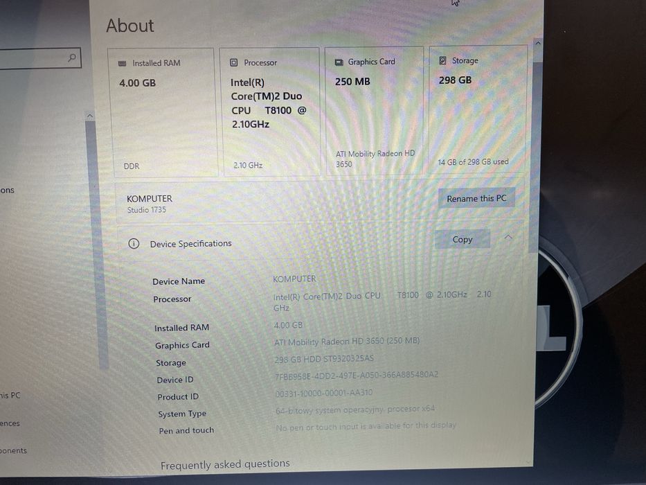 17 cali Dell Studio / sprawny