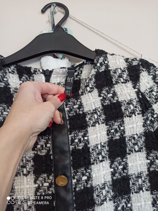 Sukienka Zara S tweedowa pepitka krata