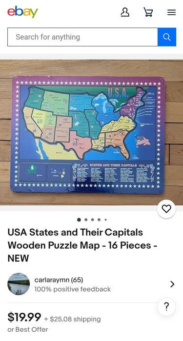 ПАЗЛЫ КАРТА США Детский пазлы развивающий американская карта puzzle