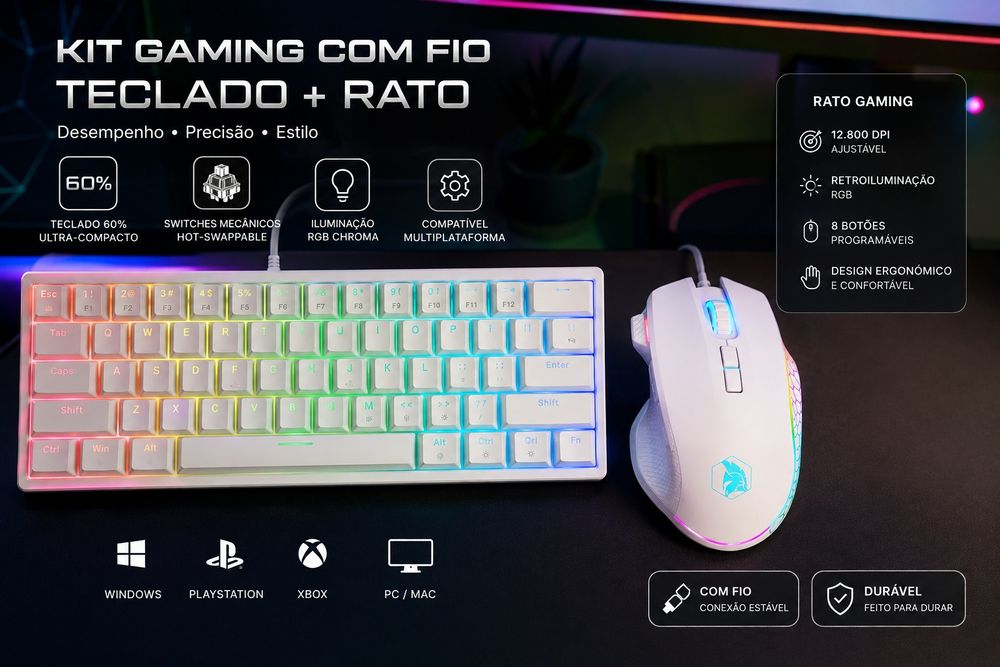Teclado e Rato Gamming - PC/ PS5
