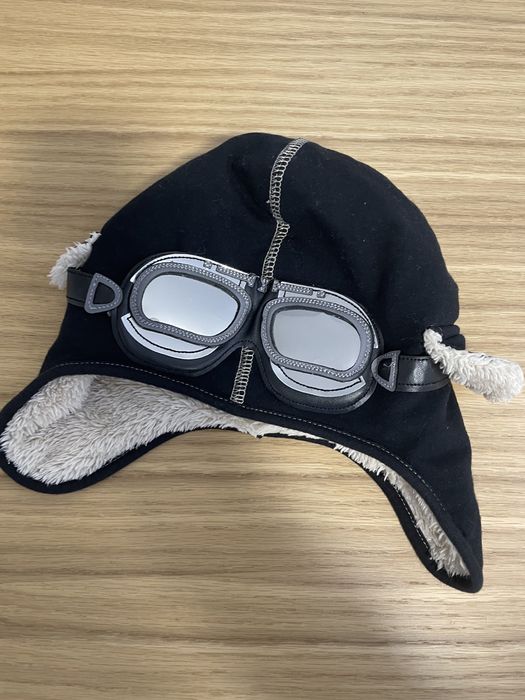 Czapka chłopieca -czarna pilotka zimowa