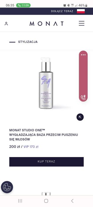 Wygładzająca baza przeciw puszeniu Monat