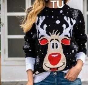 ELSA.M by May czarny sweter świąteczny M/L