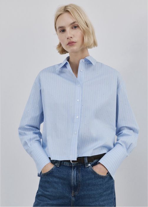 Укорочена сорочка в смужку Mango