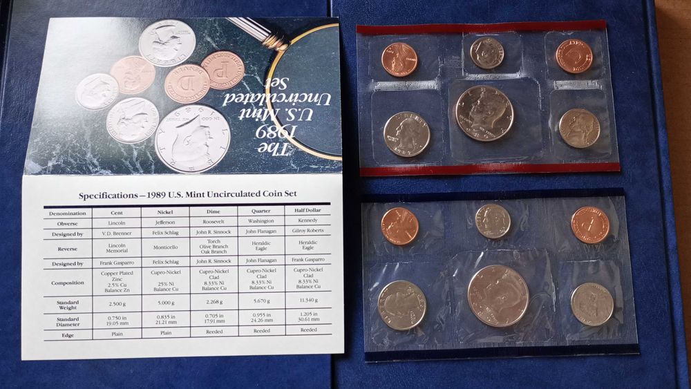Stare monety 1989 D i P set Menniczy USA
