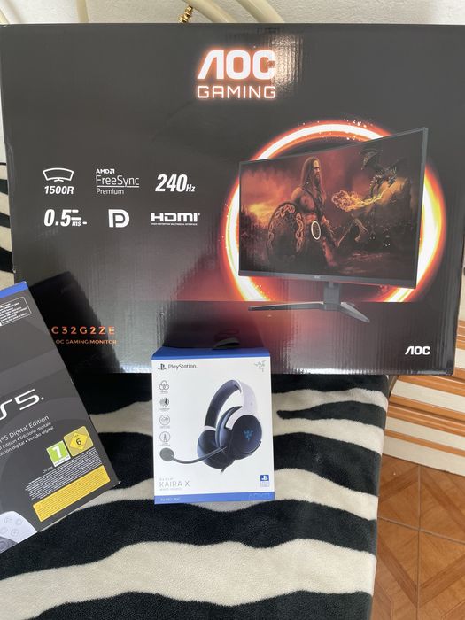 PS5 + Monitor 240Hz + Razer – Como Novo – Fatura – Pack Gaming