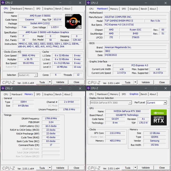 Ігровий комп'ютер RTX 3060 VISION 12G + AMD 5600G + 64 Gb RAM
