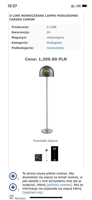 Lampa stojąca glamour szkło