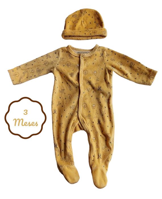 Conjunto Gorro + Babygrow Amarelo Torrado In Extenso 3 meses