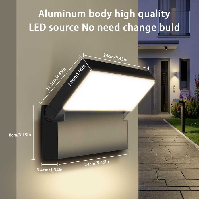 Aluminiowa lampa zewnętrzna LED EBION 18W 4000K, wodoodporna, IP54