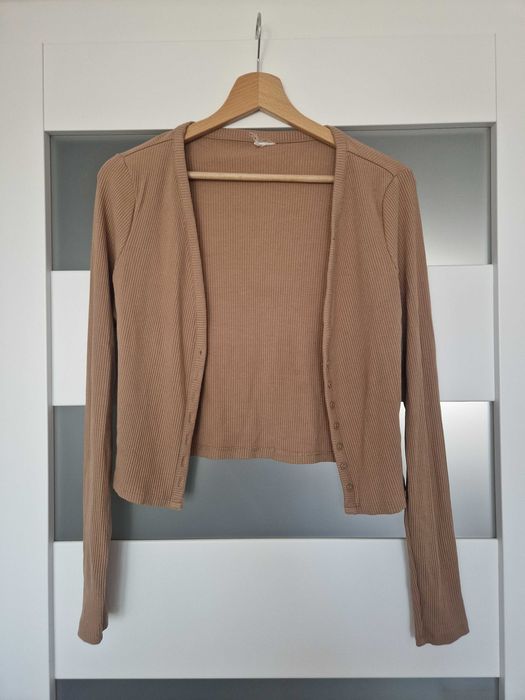 Sweterek kardigan zapinany beżowy H&M