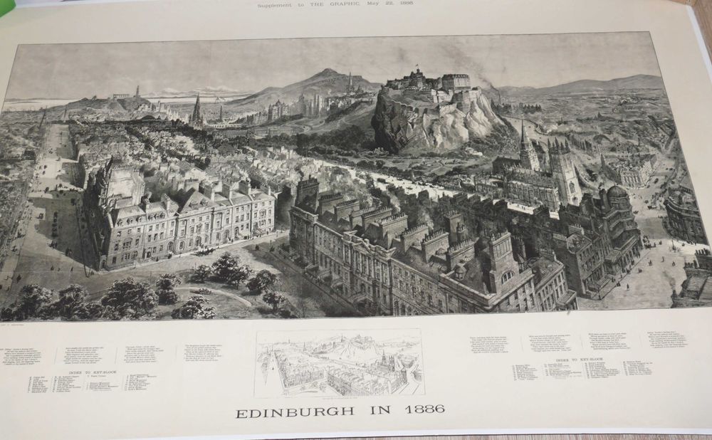 Reprodução impressa de Mapa de Edimburgo de 1886