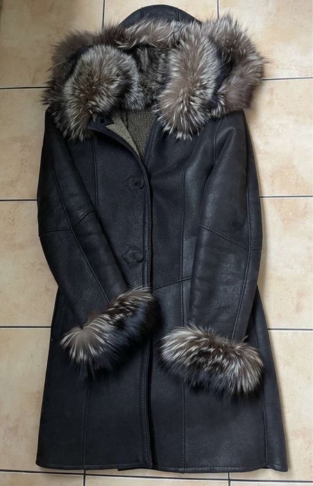 Жіноча дубльонка, дублянка з хутром чорнобурки