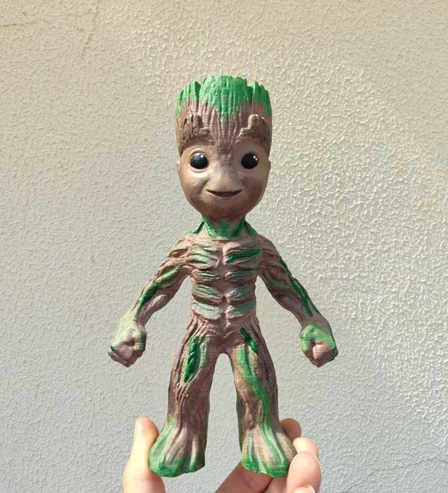 Baby Groot  Figura 3D - Pintura Detalhada