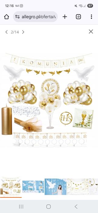 Dekoracje komunia zestaw