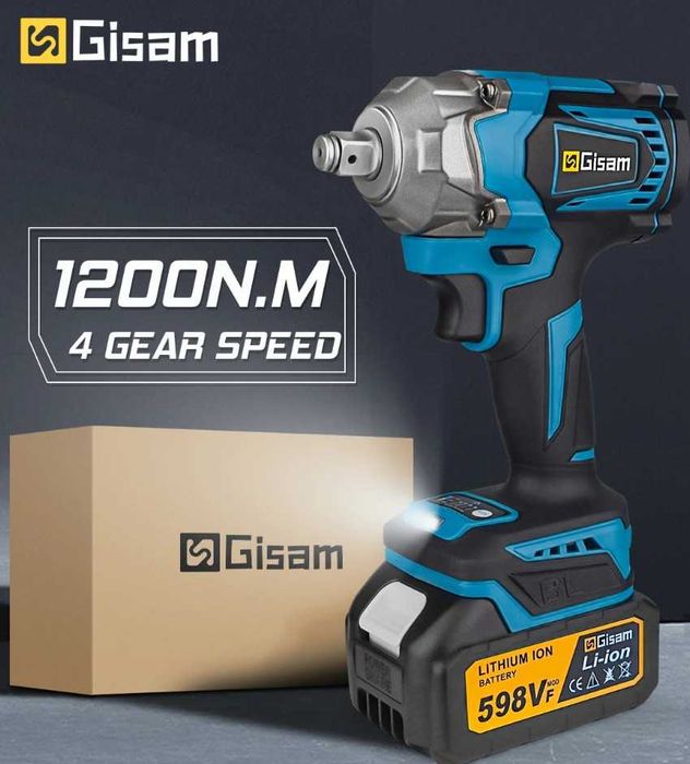 Aparafusadora Elétrica Potente sem fios 1200N.M 2 Baterias carregador