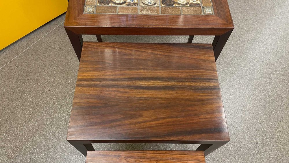 Mesa s apoio Severin Hansen para Haslev Dinamarquesa Pau Santo Azulejo