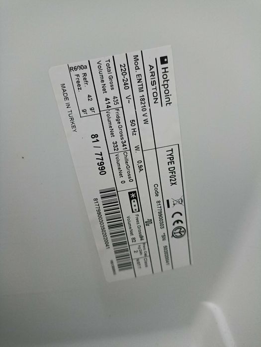 Frigorífico duas portas HOTPOINT ARISTON