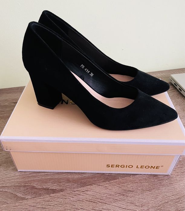 Piekne buty na obcasie czarne 38