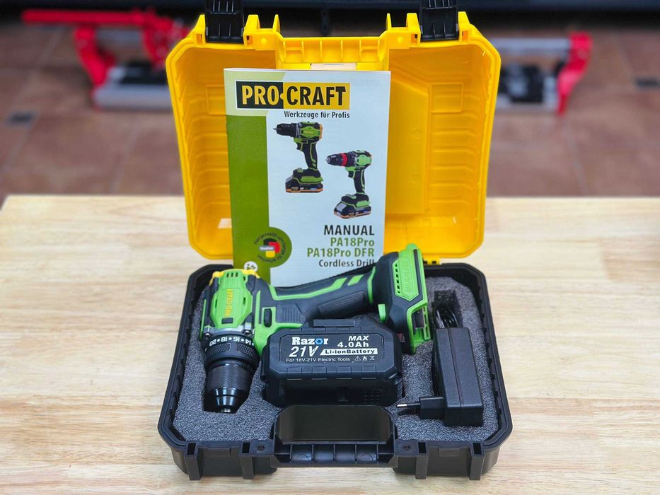 30 Нм Шуруповерт Procraft +Акб 4.0 Ah зарядка +Кейс, 2 швидк. Гарантія