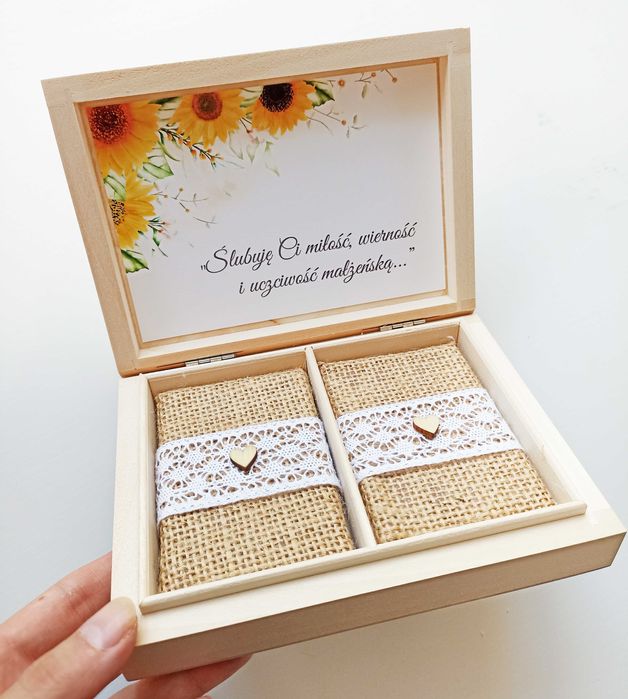 Pudełko na obrączki SŁONECZNIKI