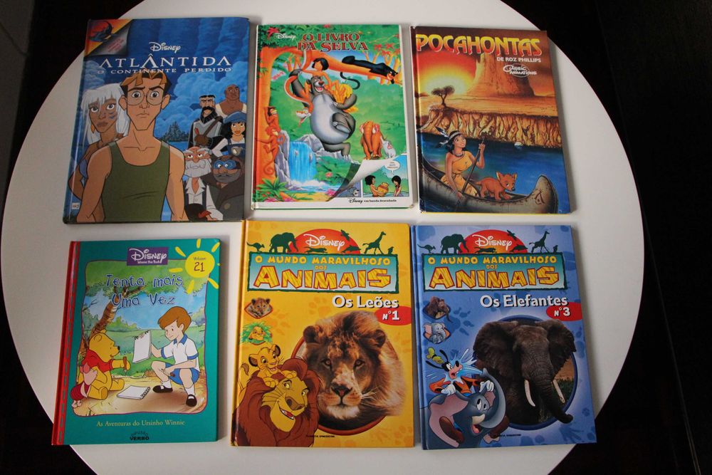 6 livros da Disney Pocahontas, Livro da selva, Winnie the pooh, outros