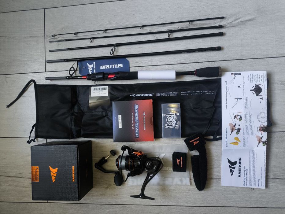 Набор KastKing, спиннинг Brutus, катушка Royale Legend lll, приманка