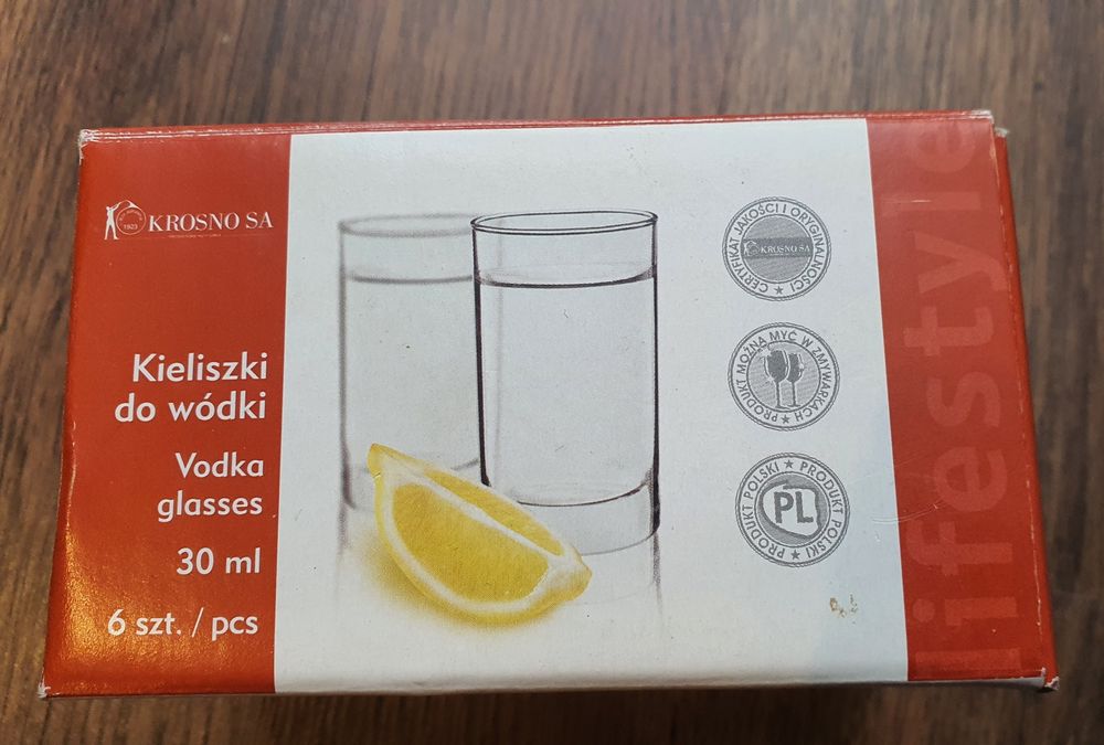Komplet kieliszków do wódki Krosno, 6 sztuk