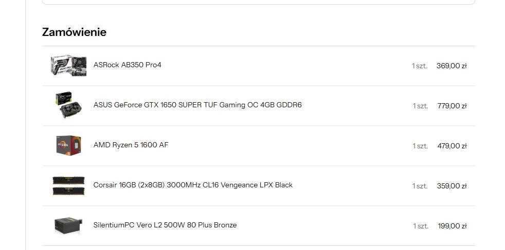 Komputer PC do gier/pracy – Ryzen 5 1600 AF, GTX 1650 SUPER, 16GB RAM