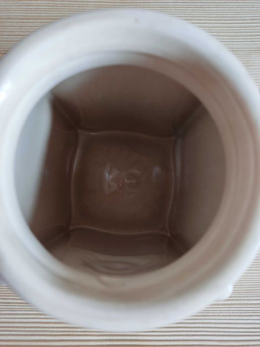 Pojemnik ceramiczny zamykany brązowo kremowy z PRL