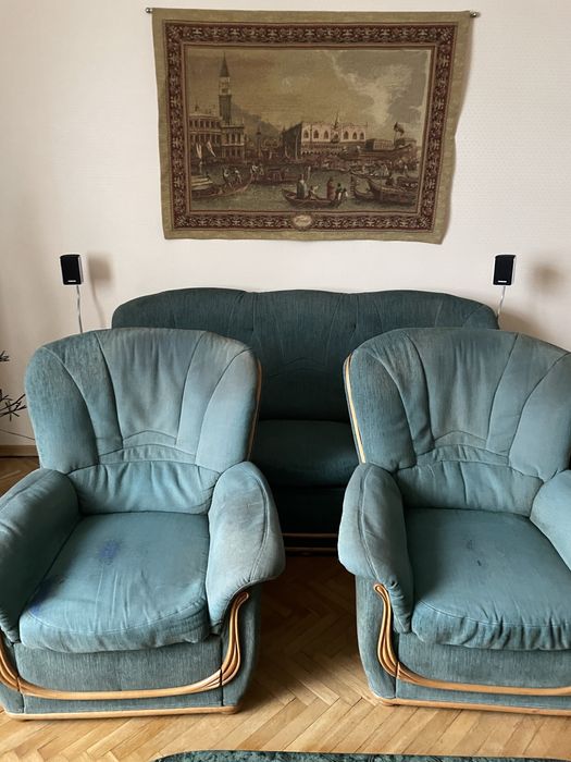 Komplet wypoczynkowy kanapa i 2 fotele (oddam za darmo)