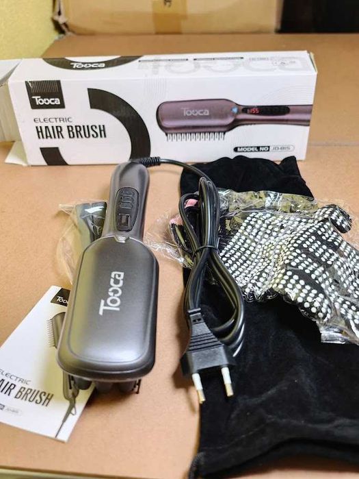 (NOVO) Escova Alisadora de Cabelo Elétrica Tooca JD-815 com Display e Acessórios