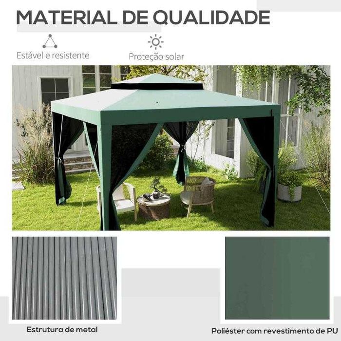 Pérgola de Jardim com Mosquiteiras 297x297x268 cm