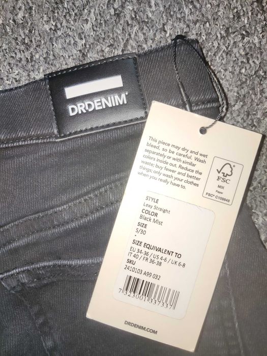 Spodnie Drdenim lexy straight black mist a99, rozmiar S 34-36, nowe