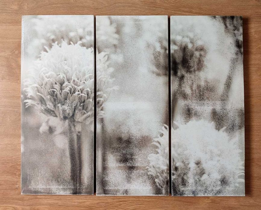 Quadro decorativo flores tripartido 3 em 1 natureza 72x60