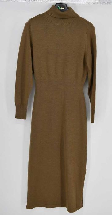 Długa, taliowana, wełniana sukienka z golfem Bonprix premium 36/38