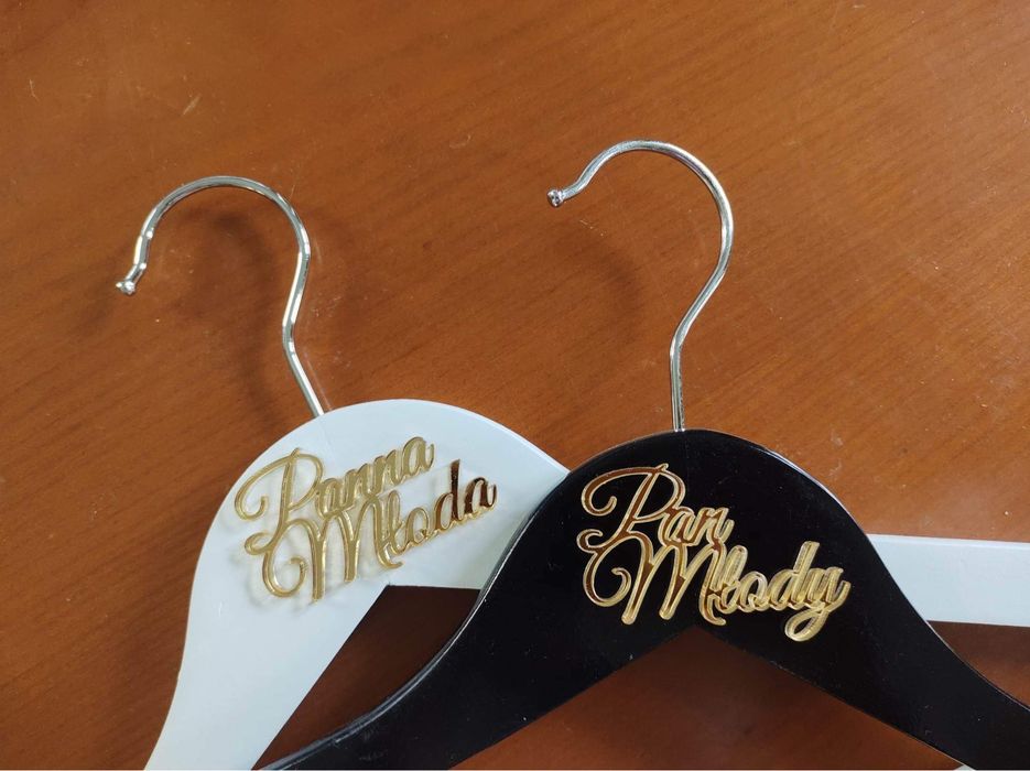 Wieszaki ślubne lustrzane