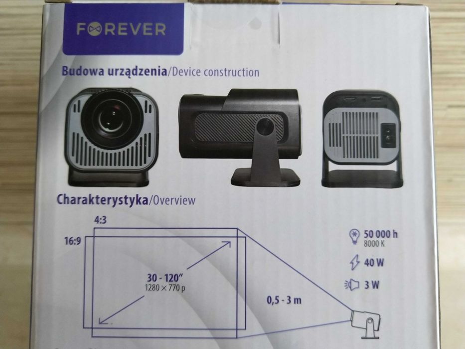 NOWY Smart Projektor FOREVER Led Android 12 Wifi Bluetooth + Aplikacje