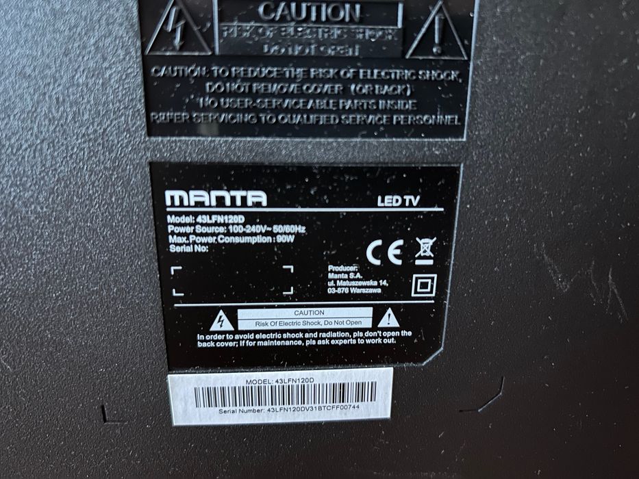 TV Led Manta 43”plus uchwyt na sciane