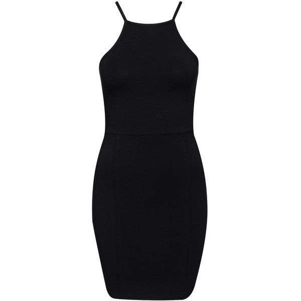 Czarna elastyczna sukienka dekolt halter NLY Trend r. S