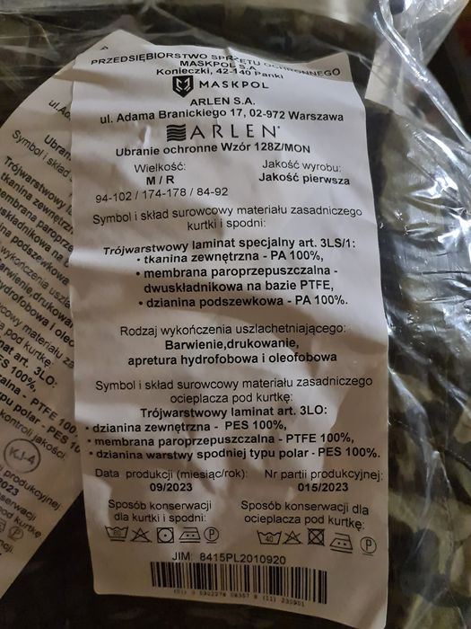 UWAGA !!! ubranie ochronne gore-tex 128z/mon