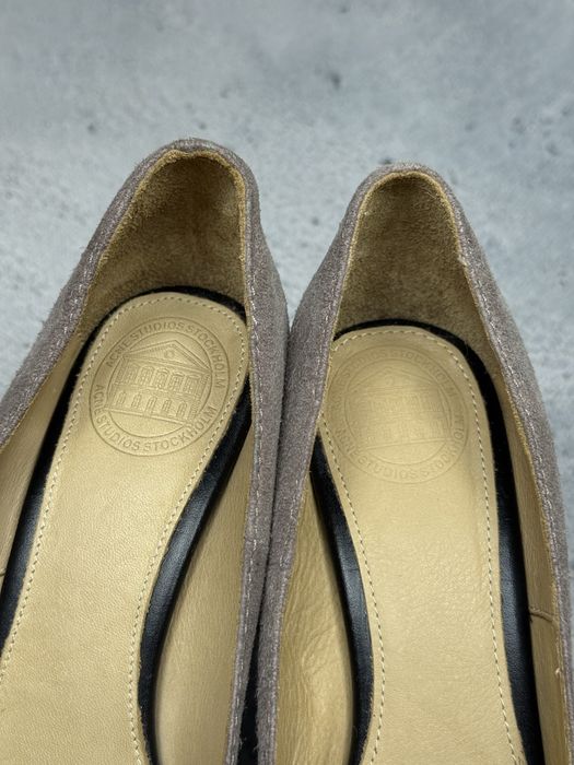 szpilki Acne Studios Taupe Suede Chunky Block Heel Pumps